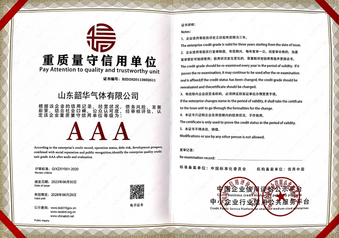 重质量守信用单位